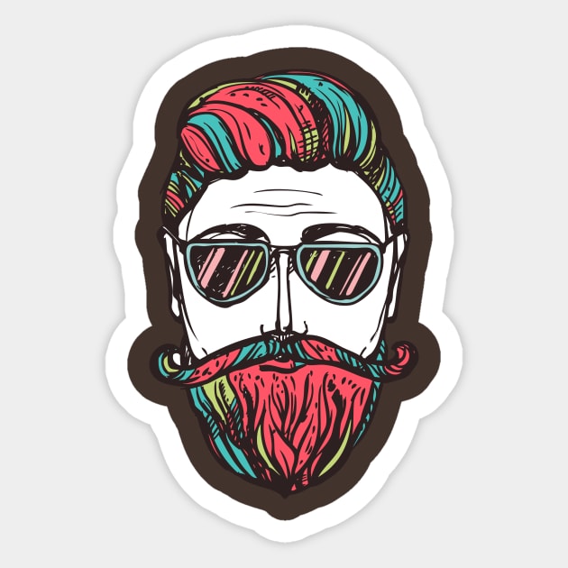 Mens Funny Hipster Beard  T-Shirt Gift Sticker by Wintrly